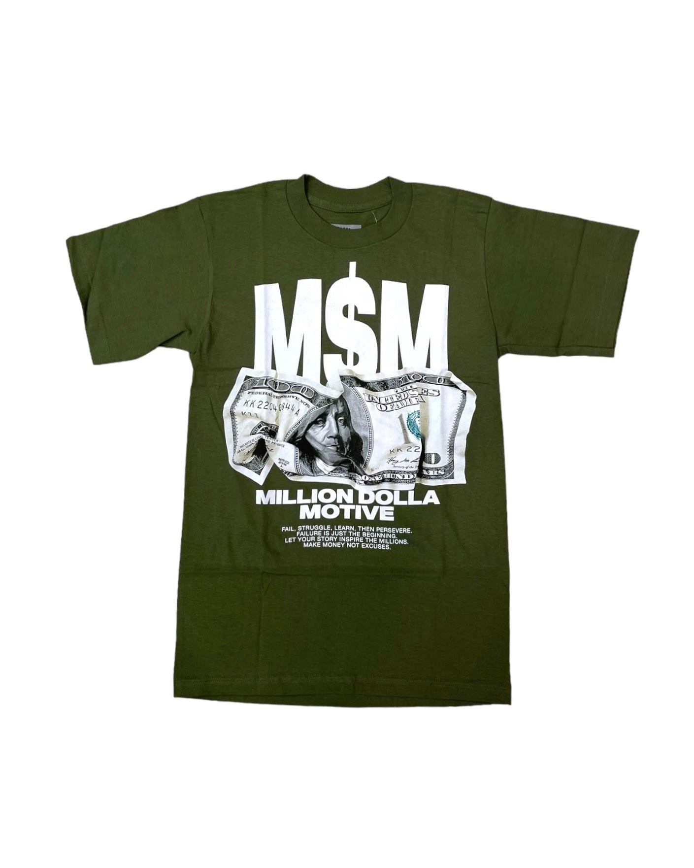 million dolla motive crumpled money m&m graphic tee 