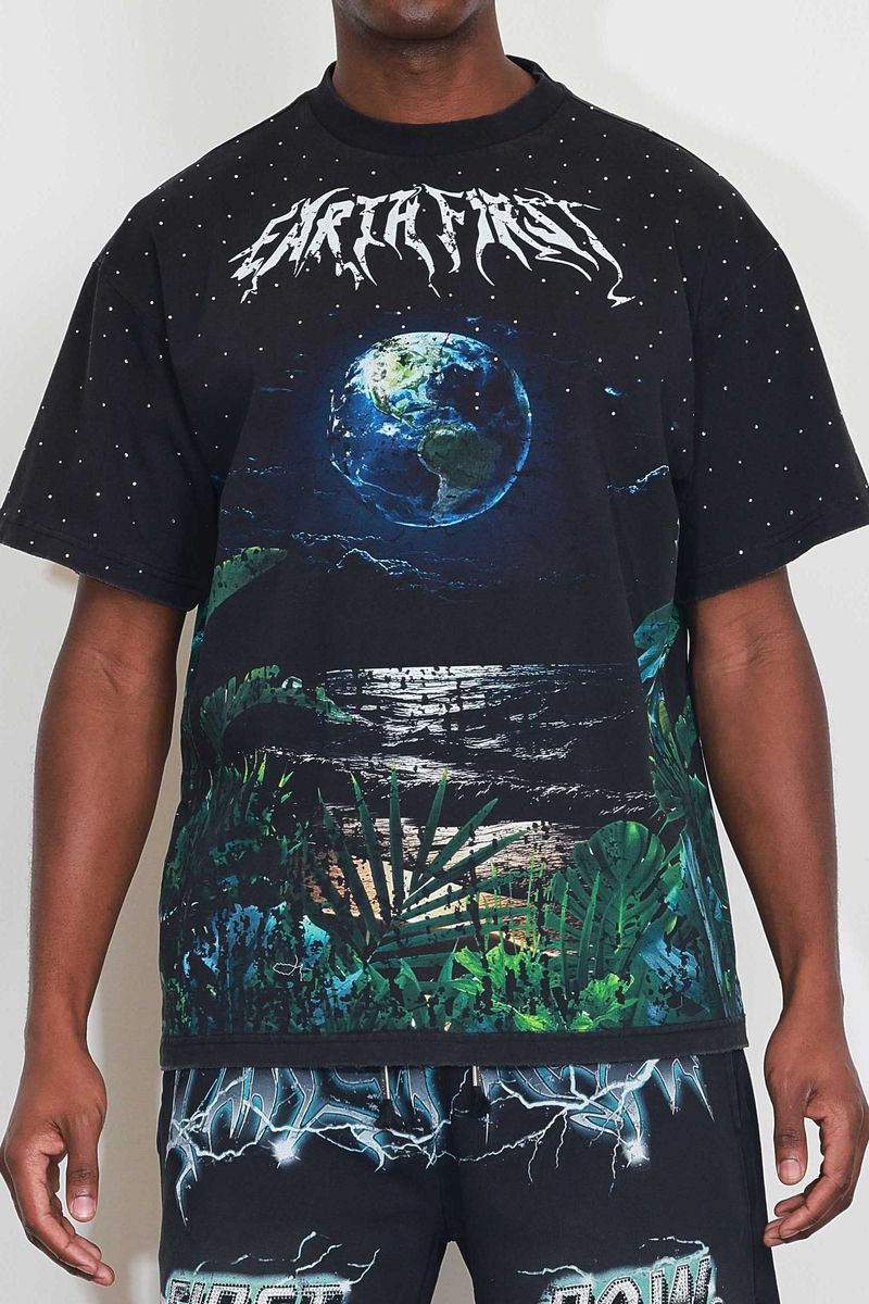 first row earth first midnight tee in black