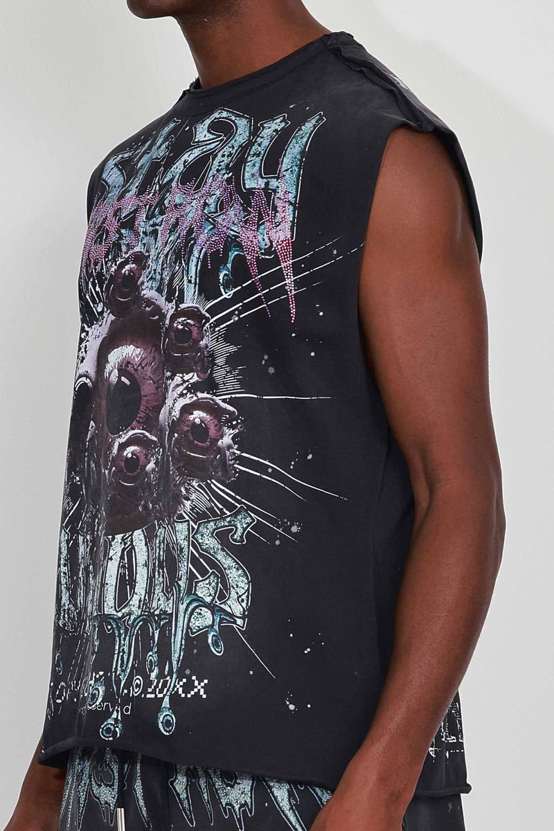 first row stay curious eyeballs muscle shirt in black 