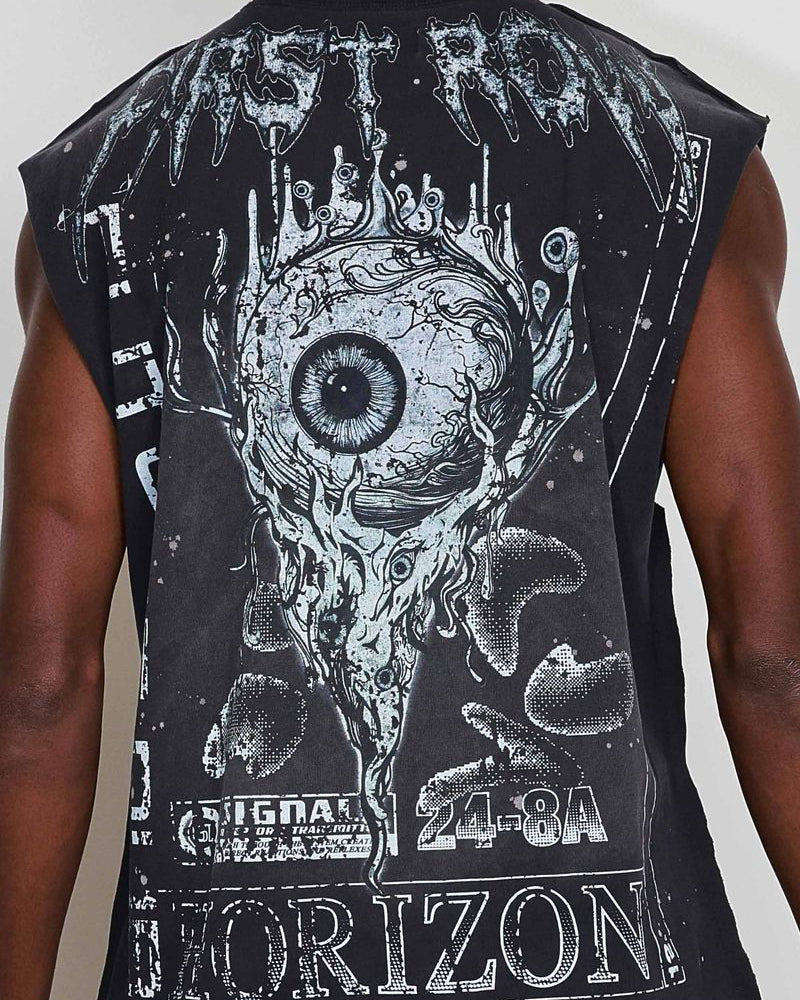 first row stay curious eyeballs muscle shirt in black 