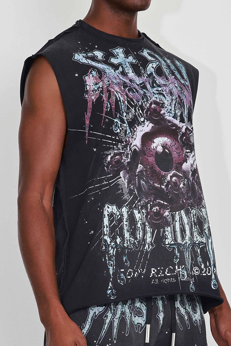 first row stay curious eyeballs muscle shirt in black 