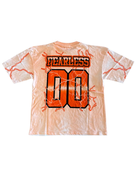 T-shirt with 'FEARLESS' and '08' design on a white background