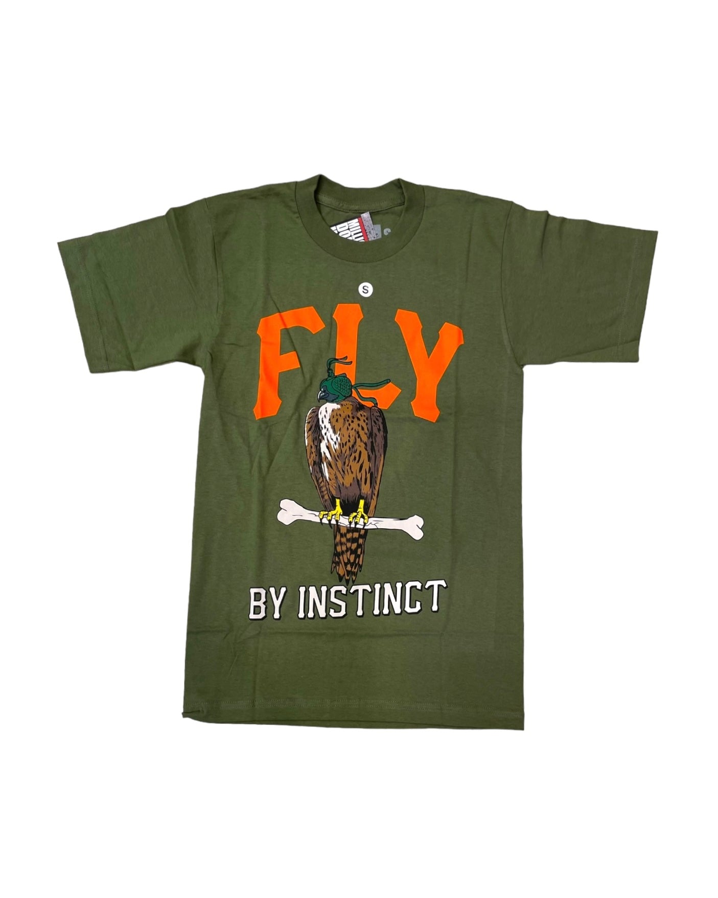 olive green fly by instinct graphic te by million dolla motive