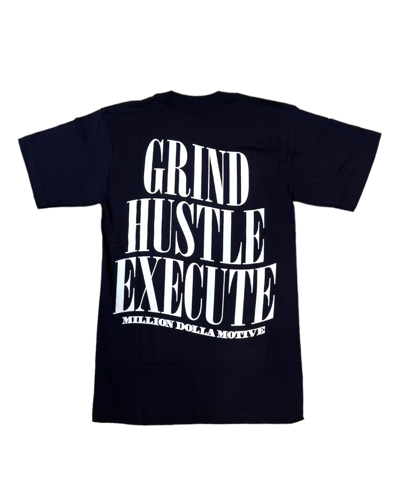 grind huslte execute navy blue graphic tee by million dolla motive