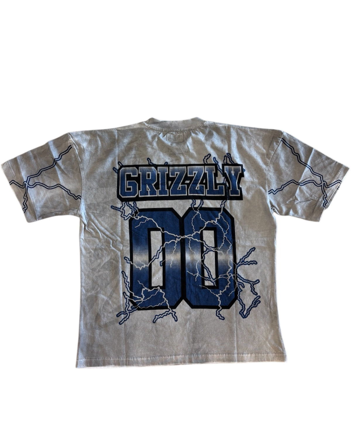 Gray t-shirt with 'GRIZZLY' and 'DO' printed on it against a white background