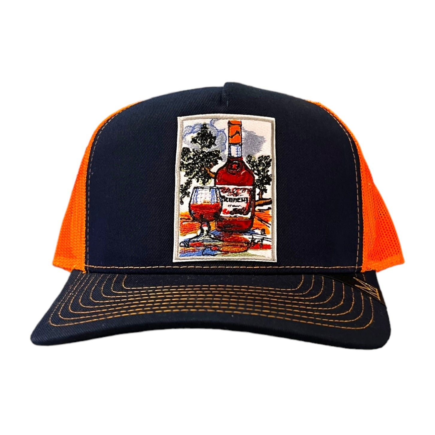 hennytime trucker hat navy/orange