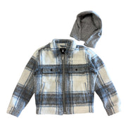 Plaid jacket with gray hood on a white background