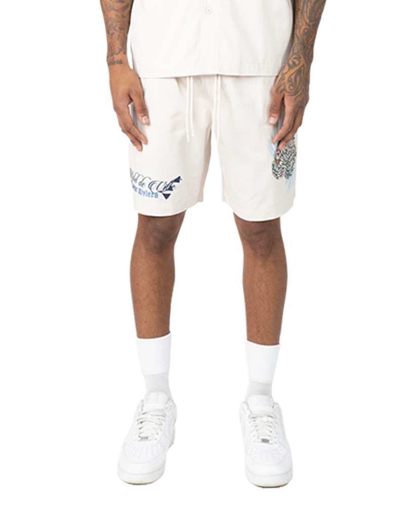 Smoke rise hotel de ville twill shorts in chalk color
