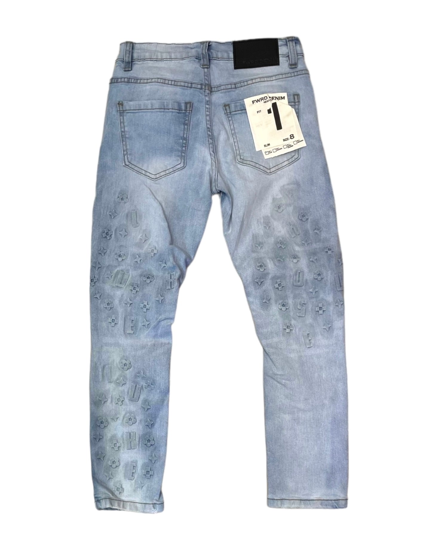 junior boys logo embossed skinny jeans ice blue 