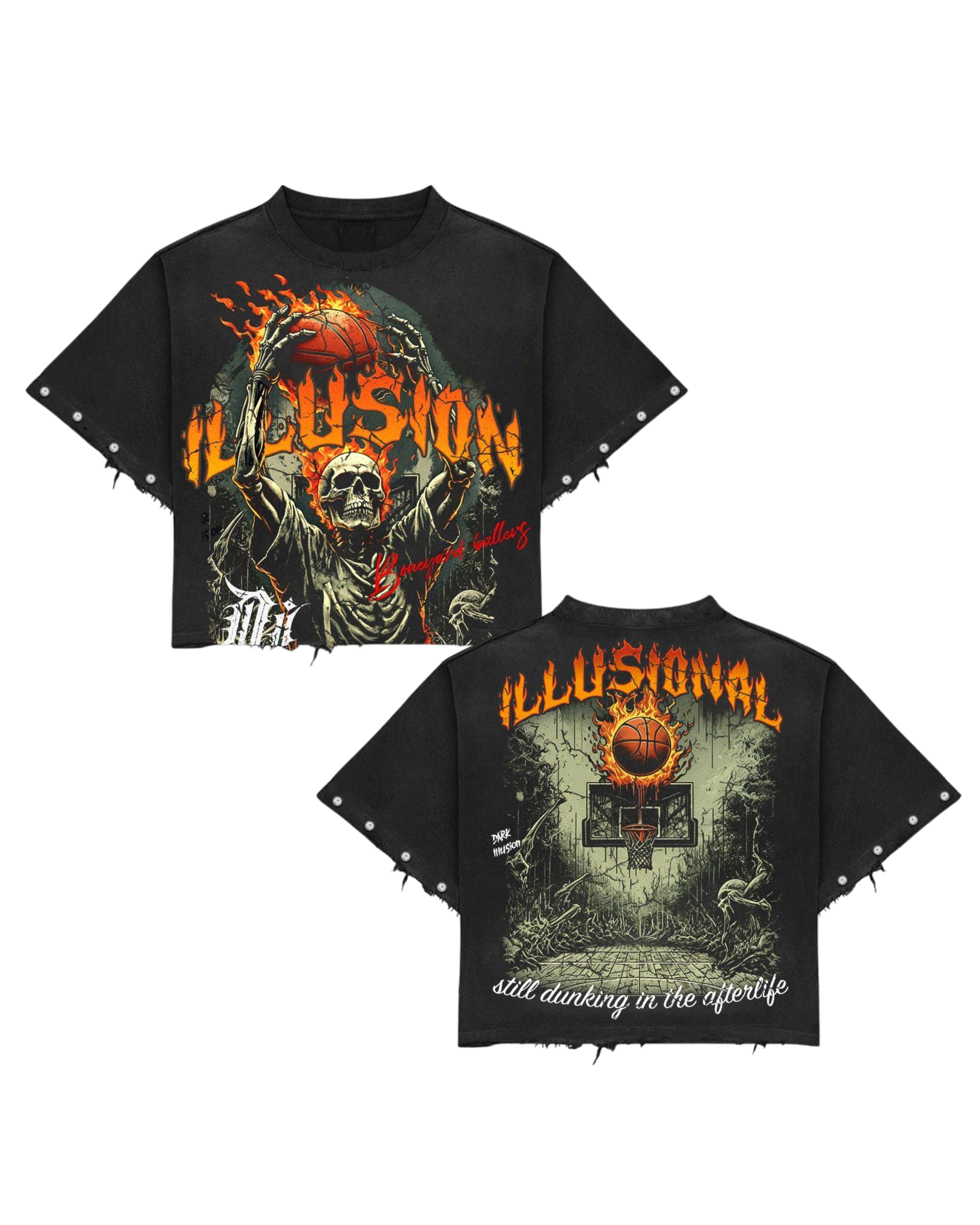 Dark illusions inferno bunk crop tee in black