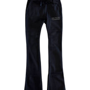 Black pants with text on a white background