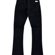 Black flared jeans on a white background
