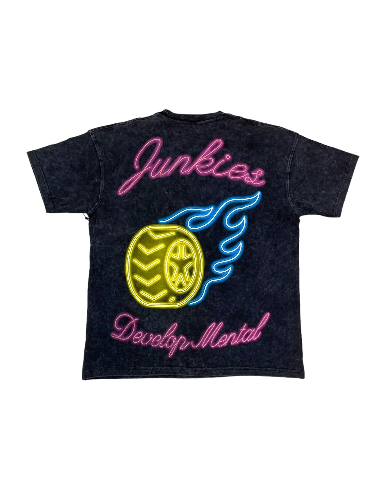 junkies neon graphic tee in black