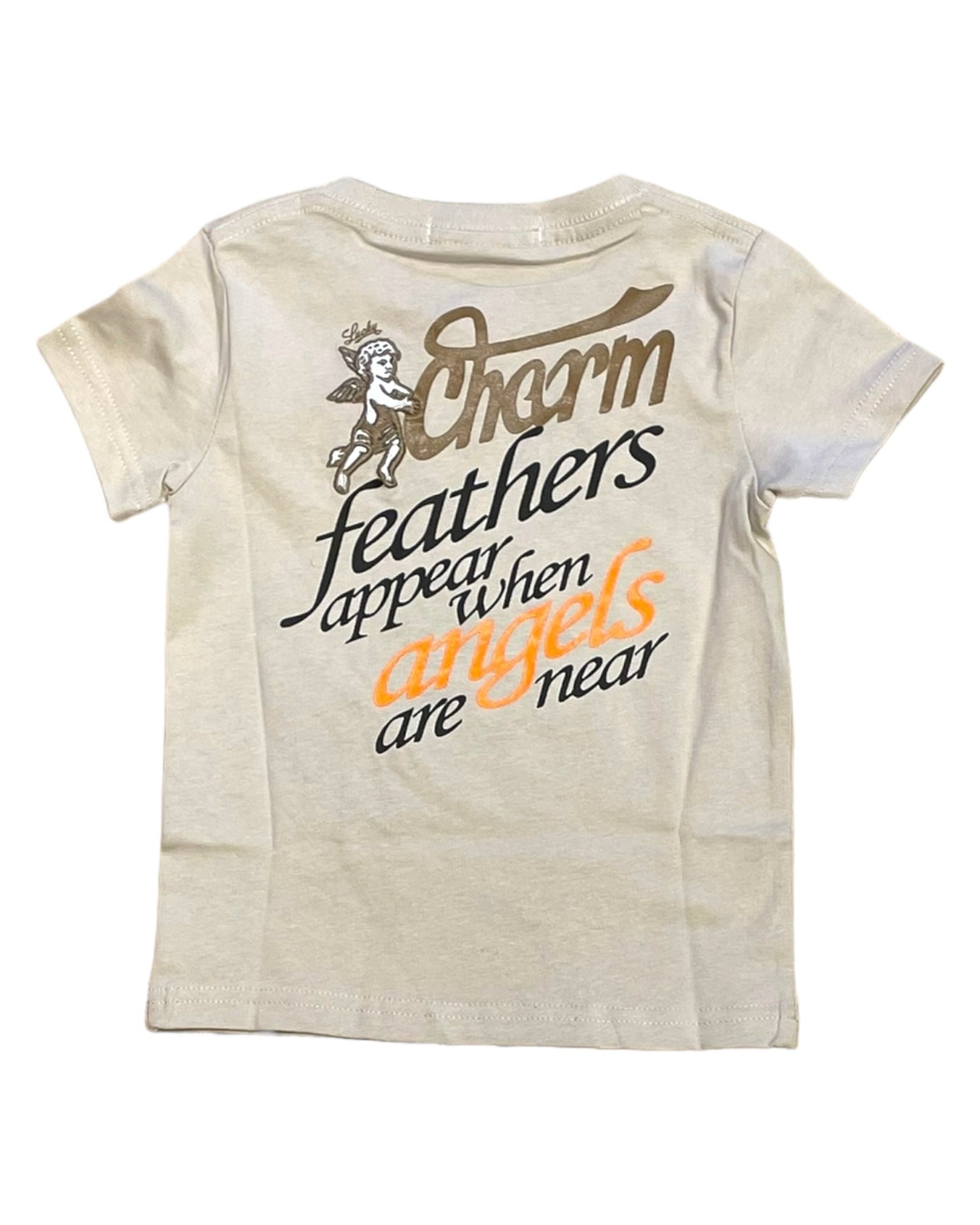 lucky charm angel graphic tee beige toddler