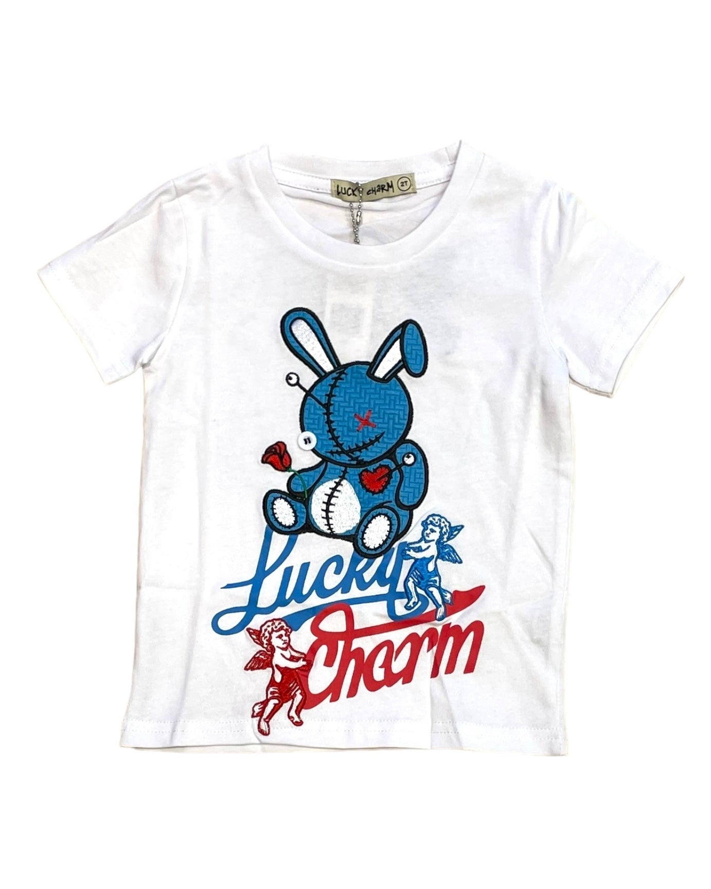 lucky charm angel tee in white for toddler