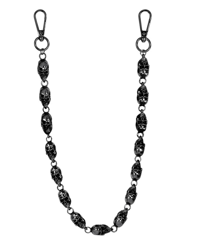 Black SKULL chain with metal clasps on a white background