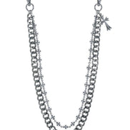 Silver chain with star charms on a white background