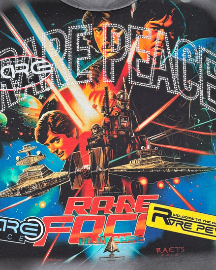 Vintage-style poster with space-themed elements and text, resembling a movie or album cover.