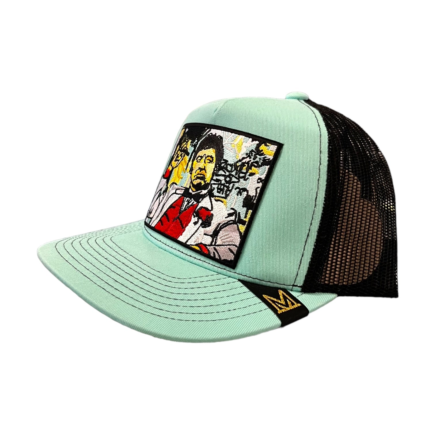 mint/black tony montana trucker hat 