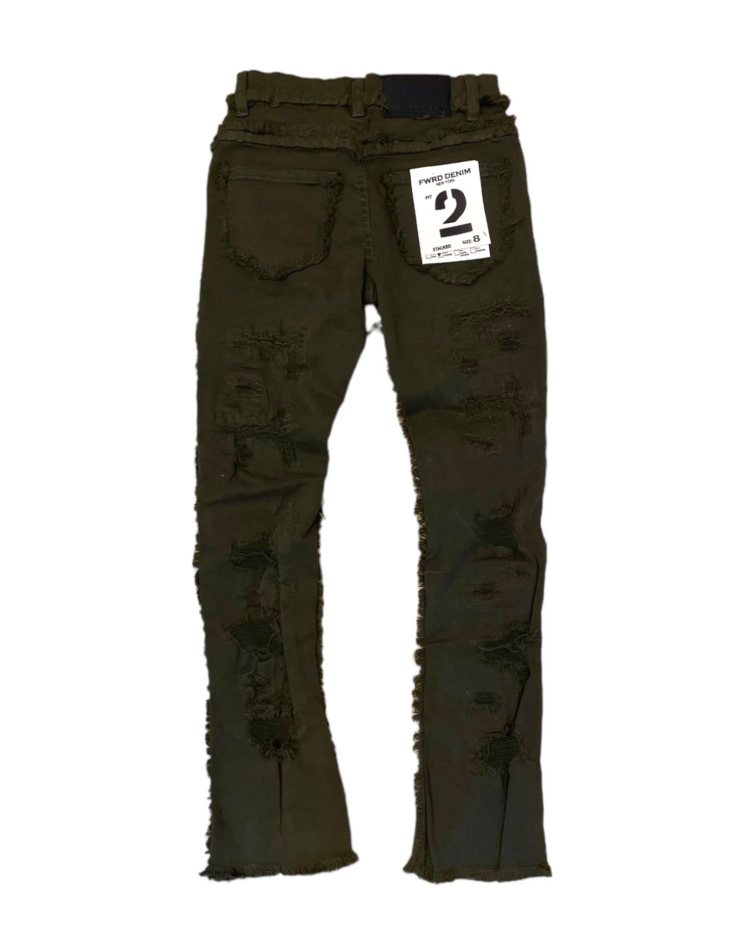 junior boys no end stacked pants in olive green