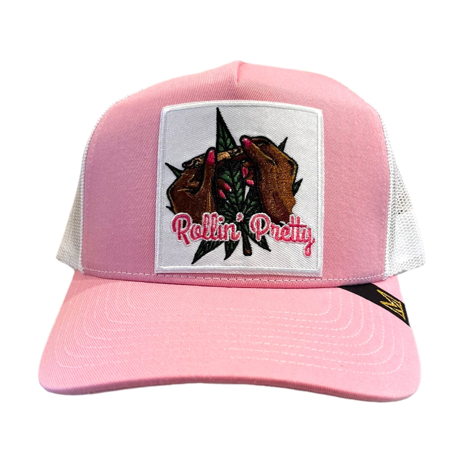 rollin pretty trucker hat in pink