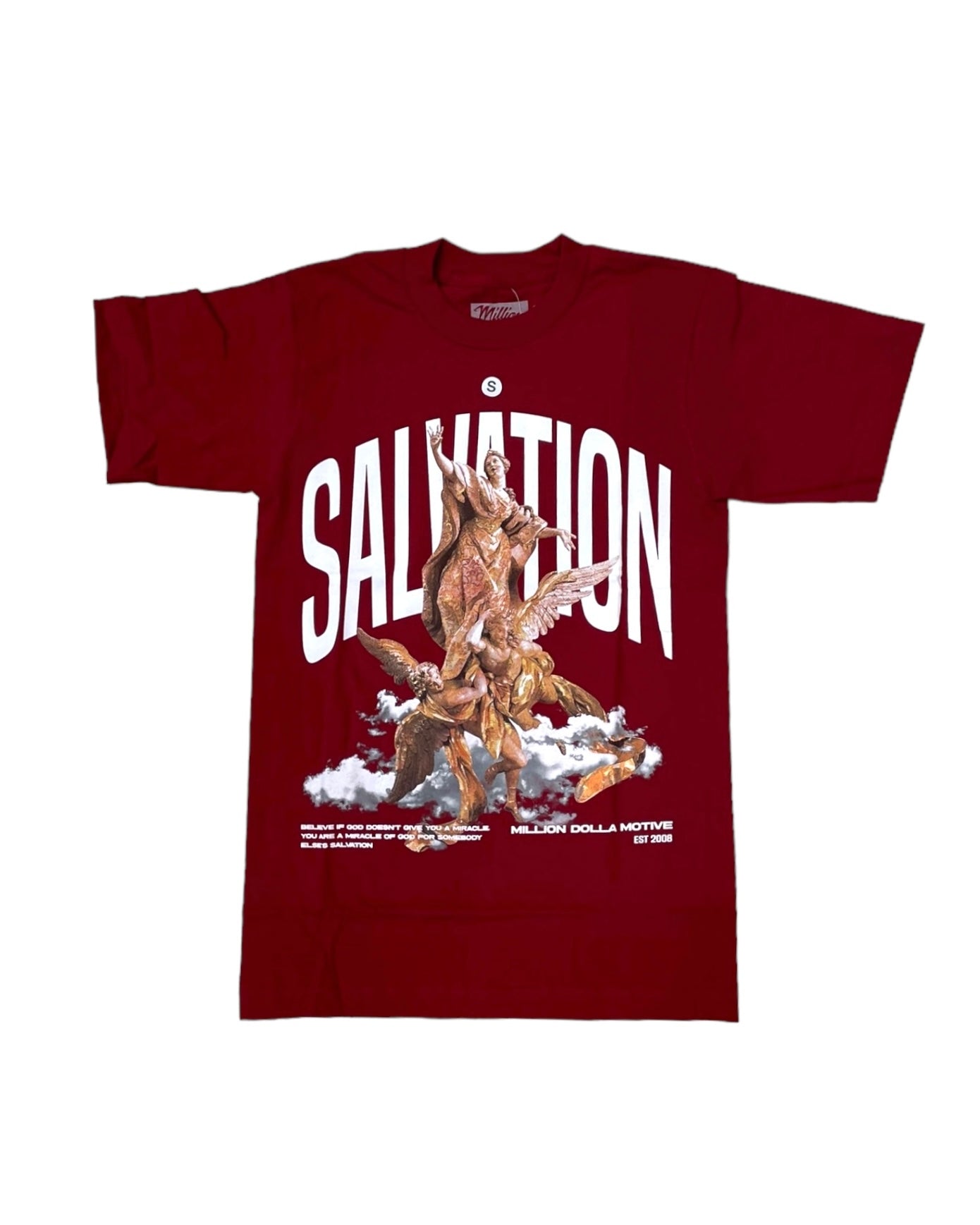 million dolla motive salvation tee in burgundy