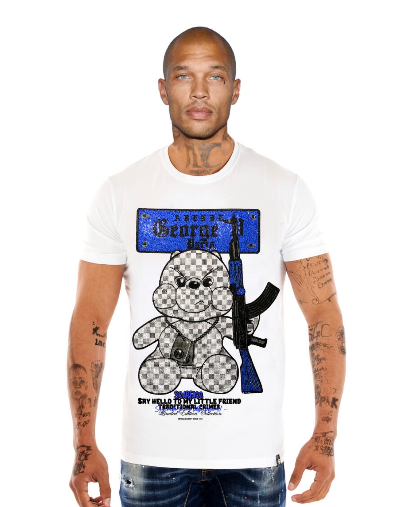 scarface bear tshirt in white