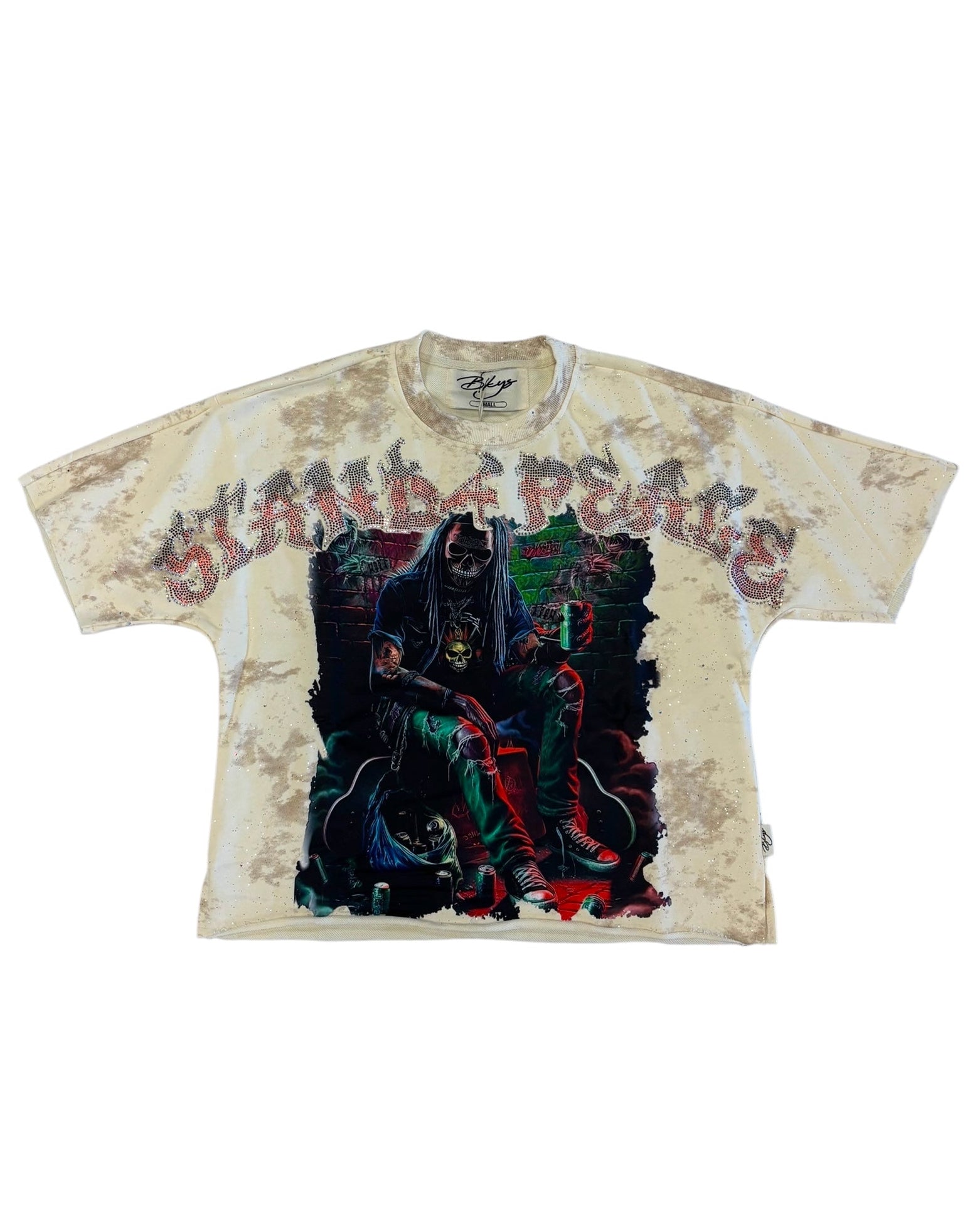 Vintage 'Stand for peace' t-shirt with graphic design on a white background