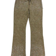Khaki pants with glittery star pattern on a white background