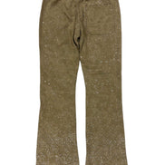 khaki pants with small white speckles on a white background