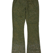 Green pants with a subtle pattern on a white background