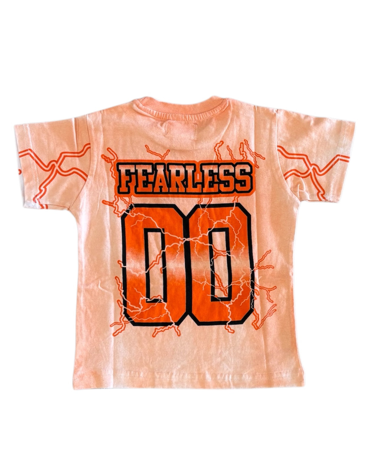 Tie-dye t-shirt with 'FEARLESS' and '00' design on a white background