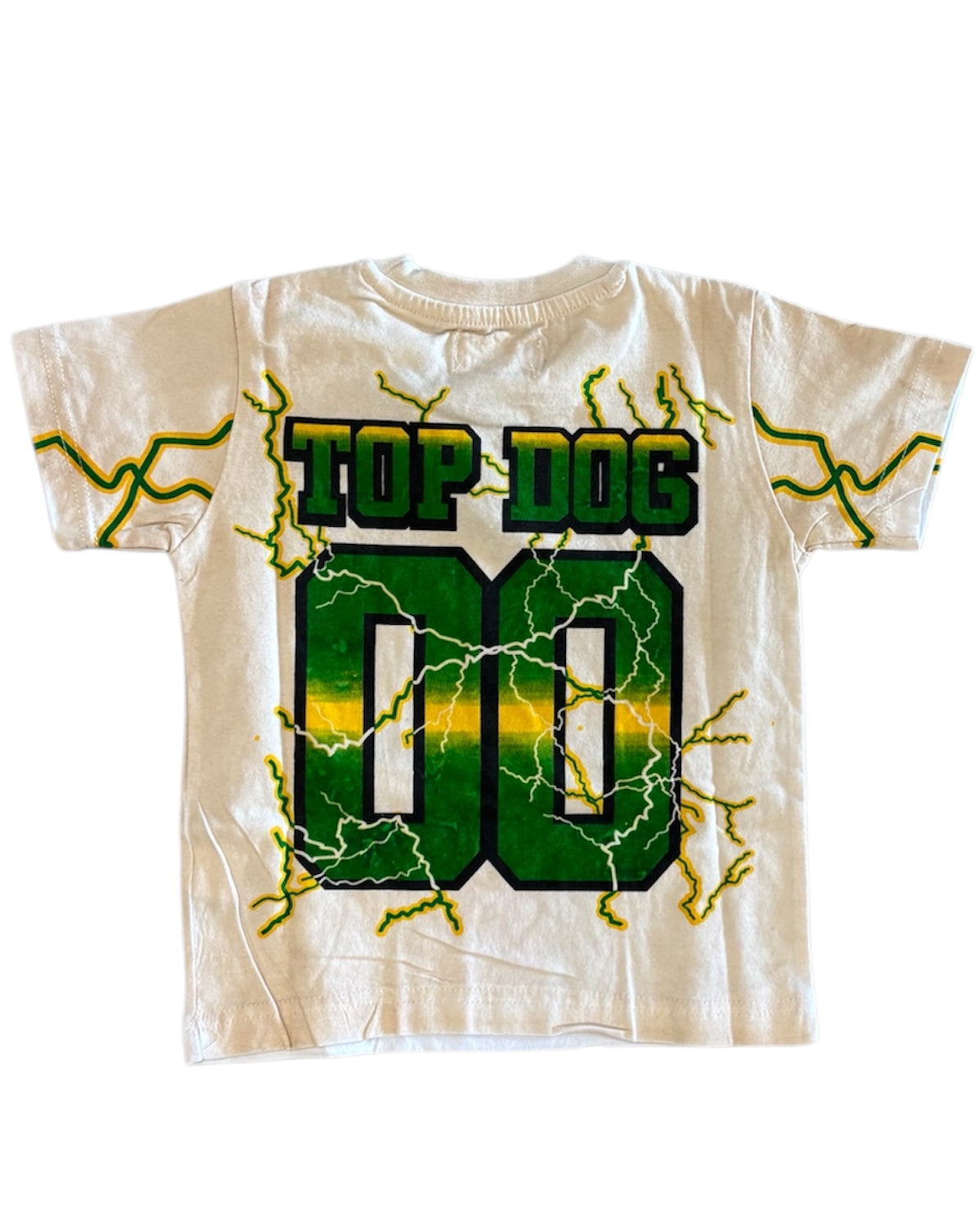 T-shirt with 'Top Dog 00' design on a white background