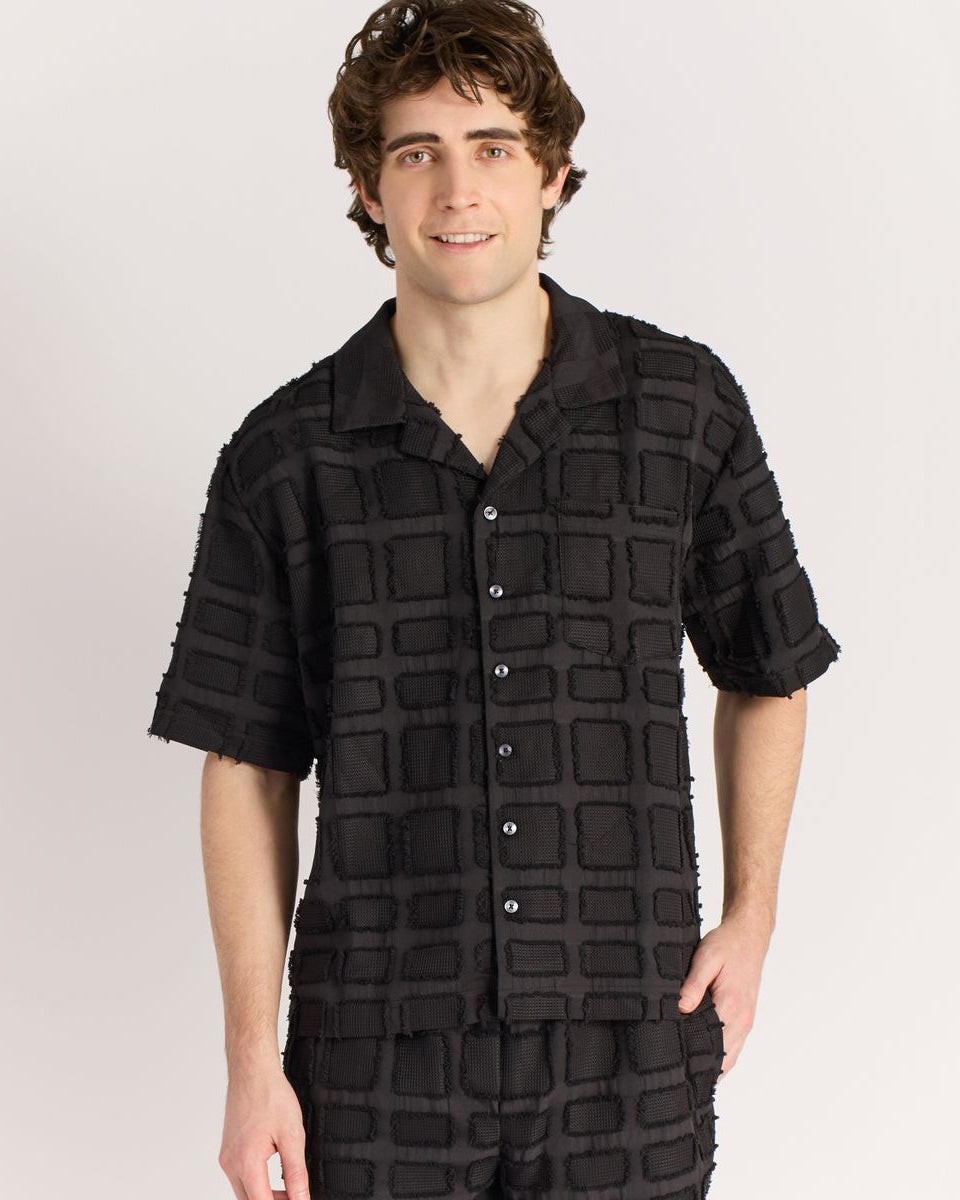 Reason textured shirt in black 