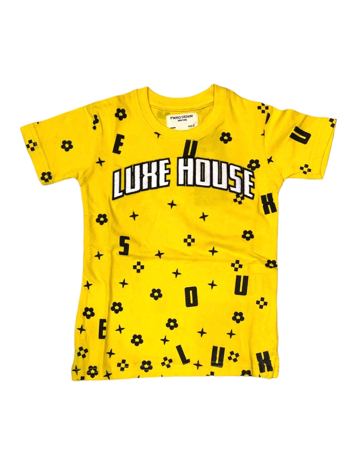 yellow logo all over tee for toddlers