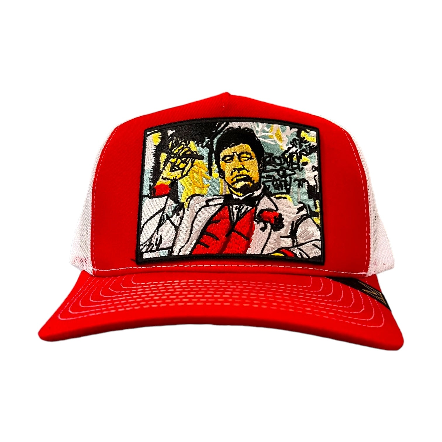 red tony montana trucker hat  
