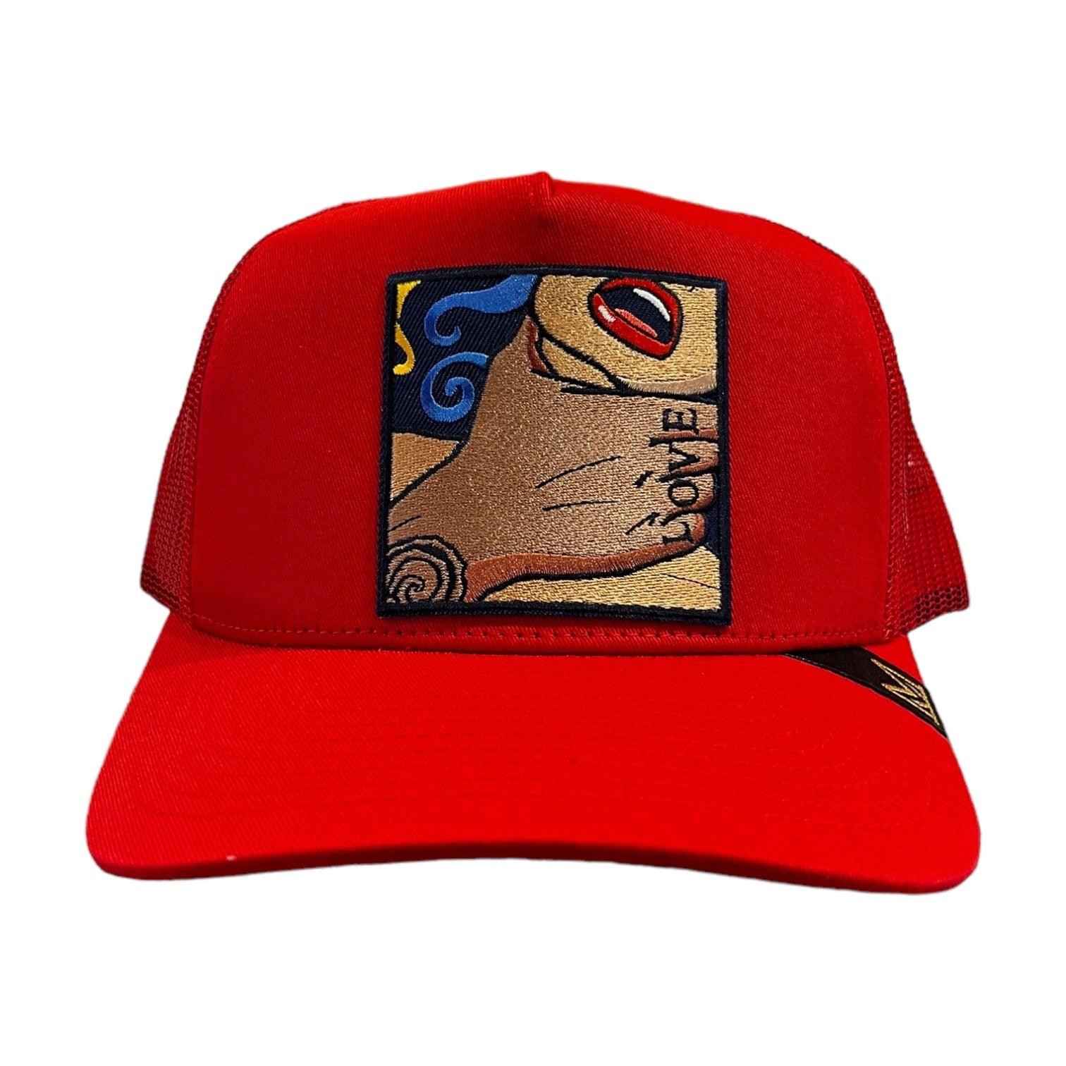 tough love trucker hat in red