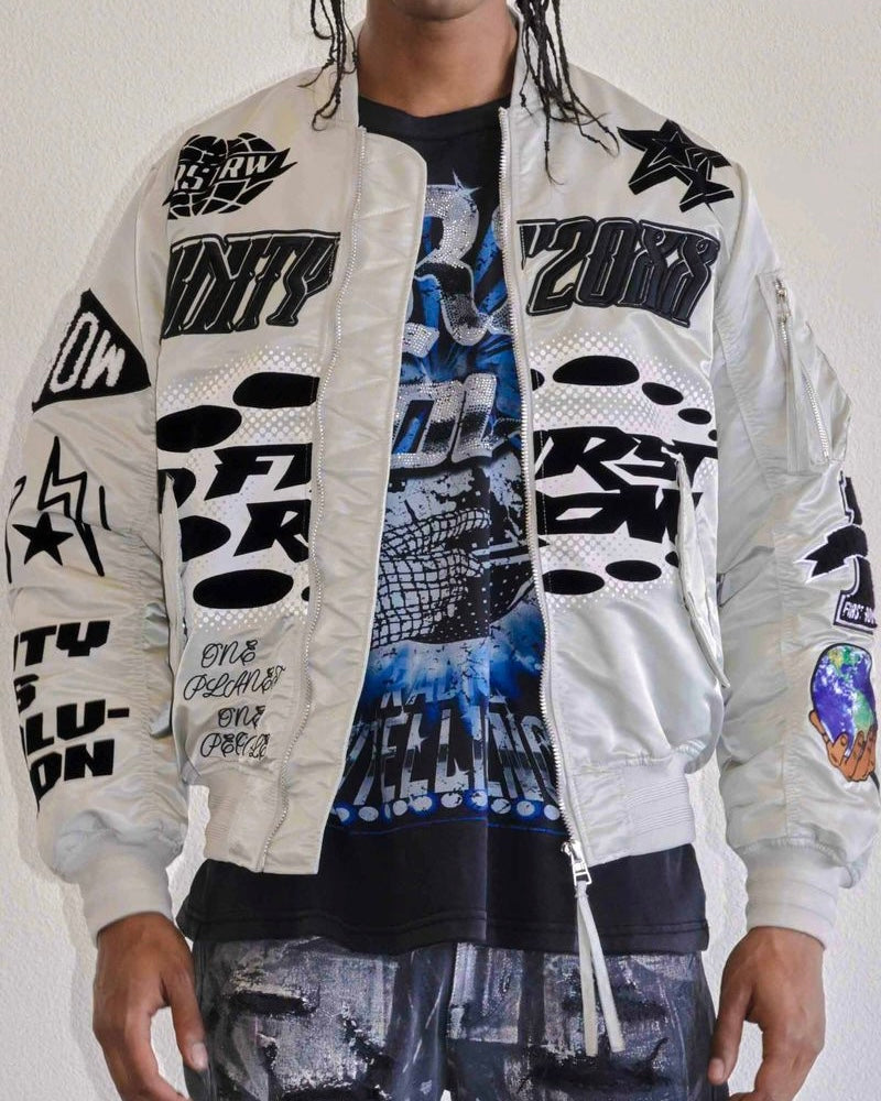 first row unity bomber jackets black and white