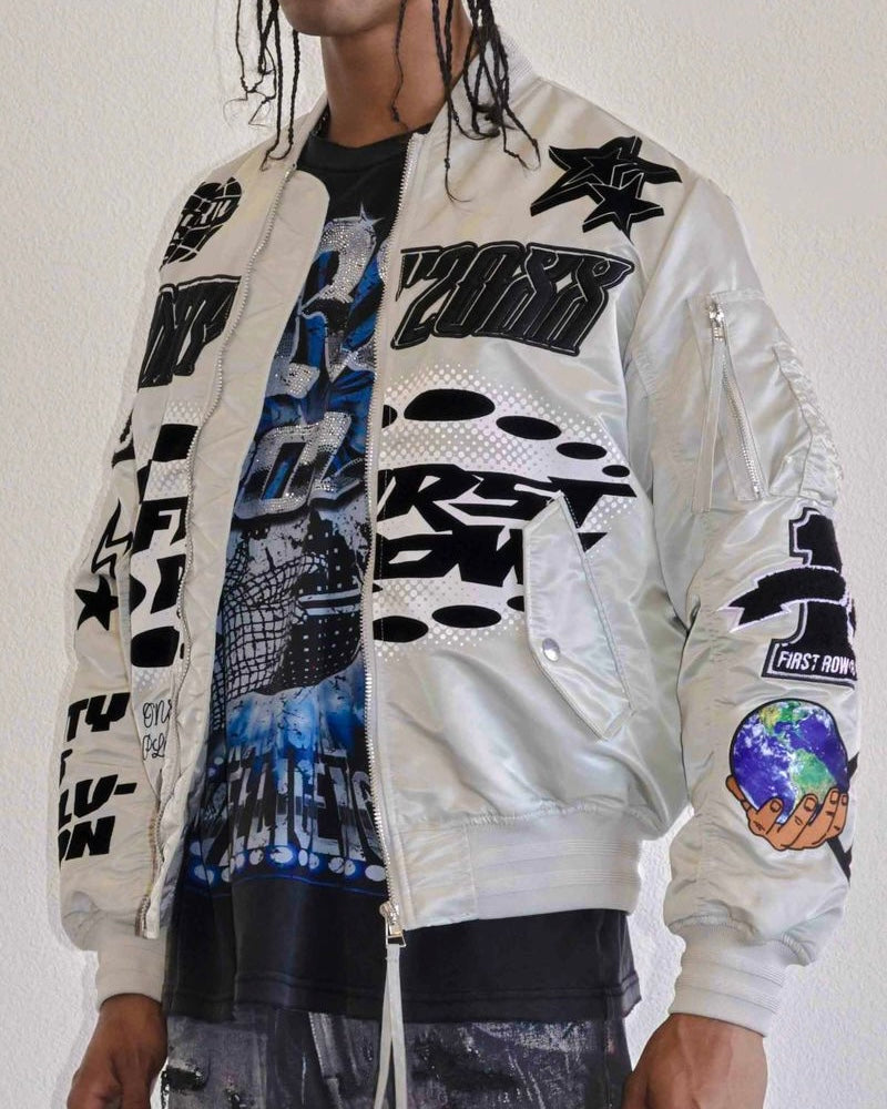 first row unity bomber jackets black and white