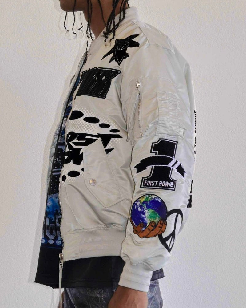 first row unity bomber jackets black and white