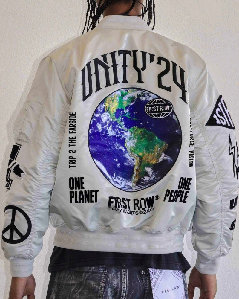 first row unity bomber jackets black and white