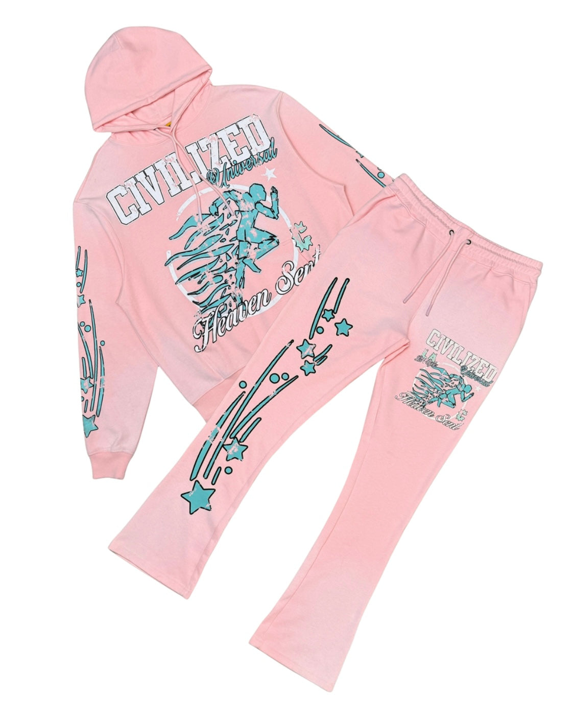 universal hoodie set in pink 