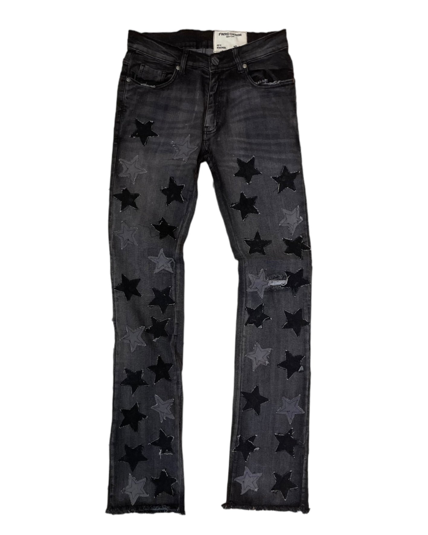 washed black starry stacked jeans 