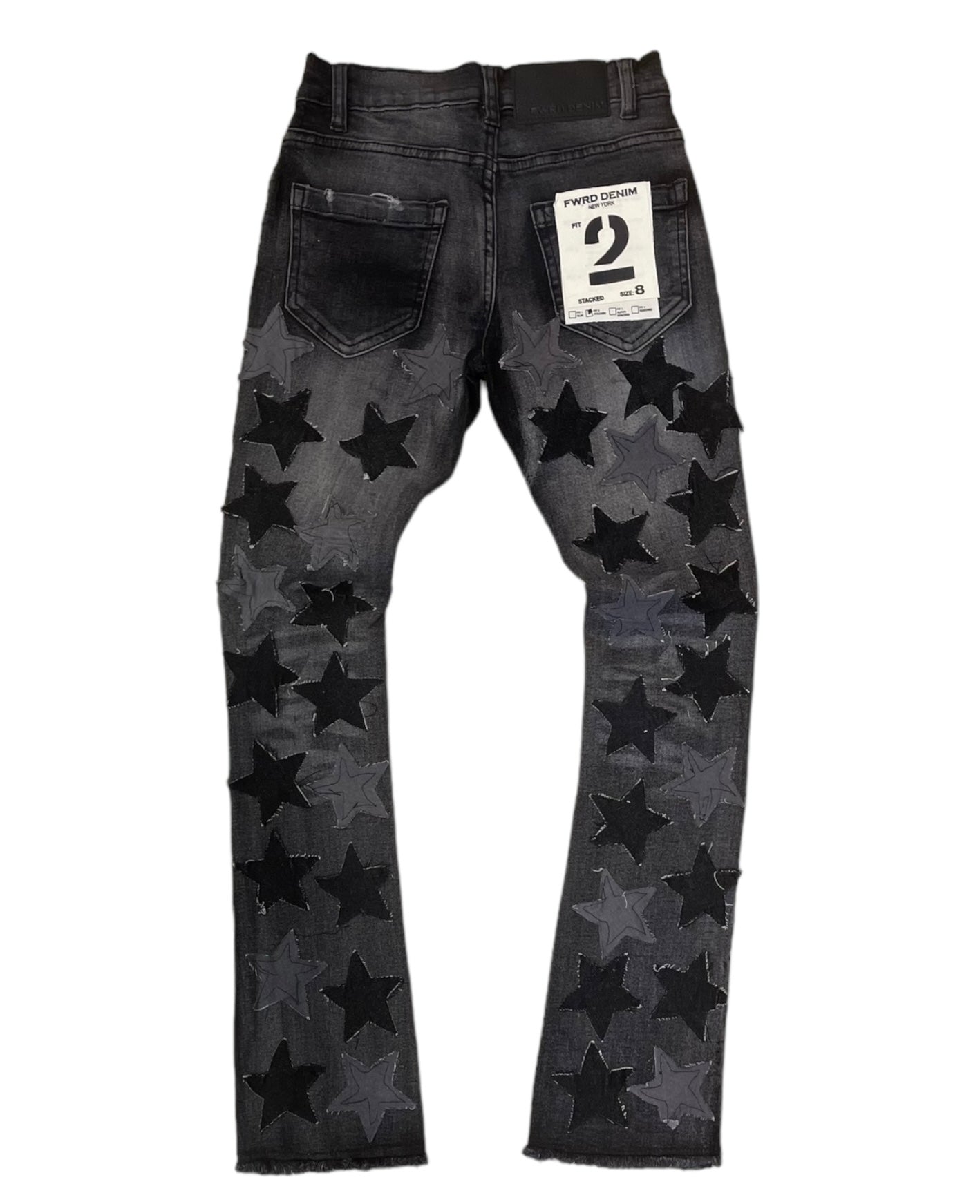 washed black starry stacked jeans for junior boys