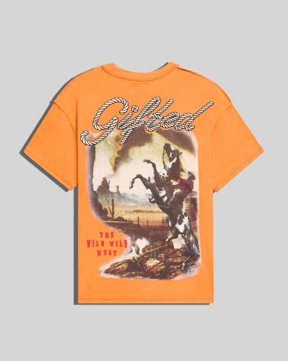 wild west graphic tee in orange