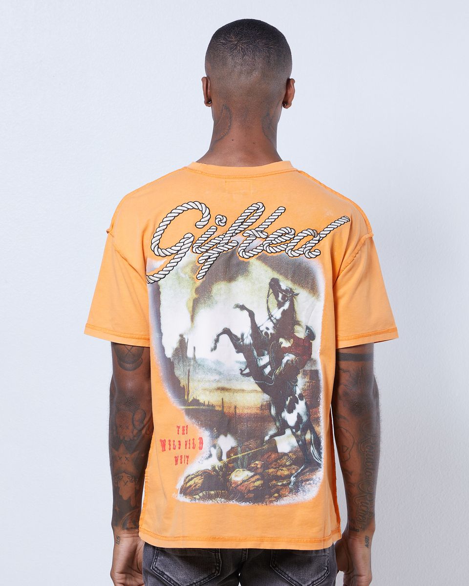 wild west graphic tee in orange 