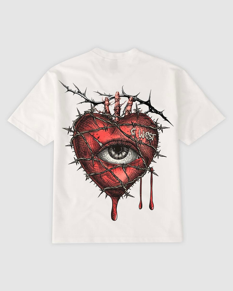 g west wire heart graphic shirt in white