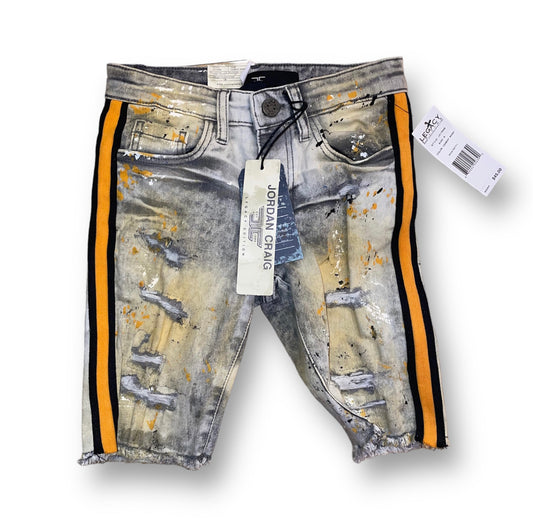 Boy’s Paint Splatter Side-Taped Distressed Shorts