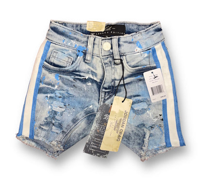 Toddler’s Paint Splatter Side-Taped Distressed Shorts