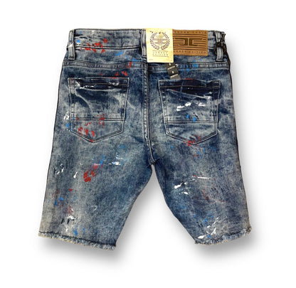 Boy’s Paint Splatter Side-Taped Distressed Shorts